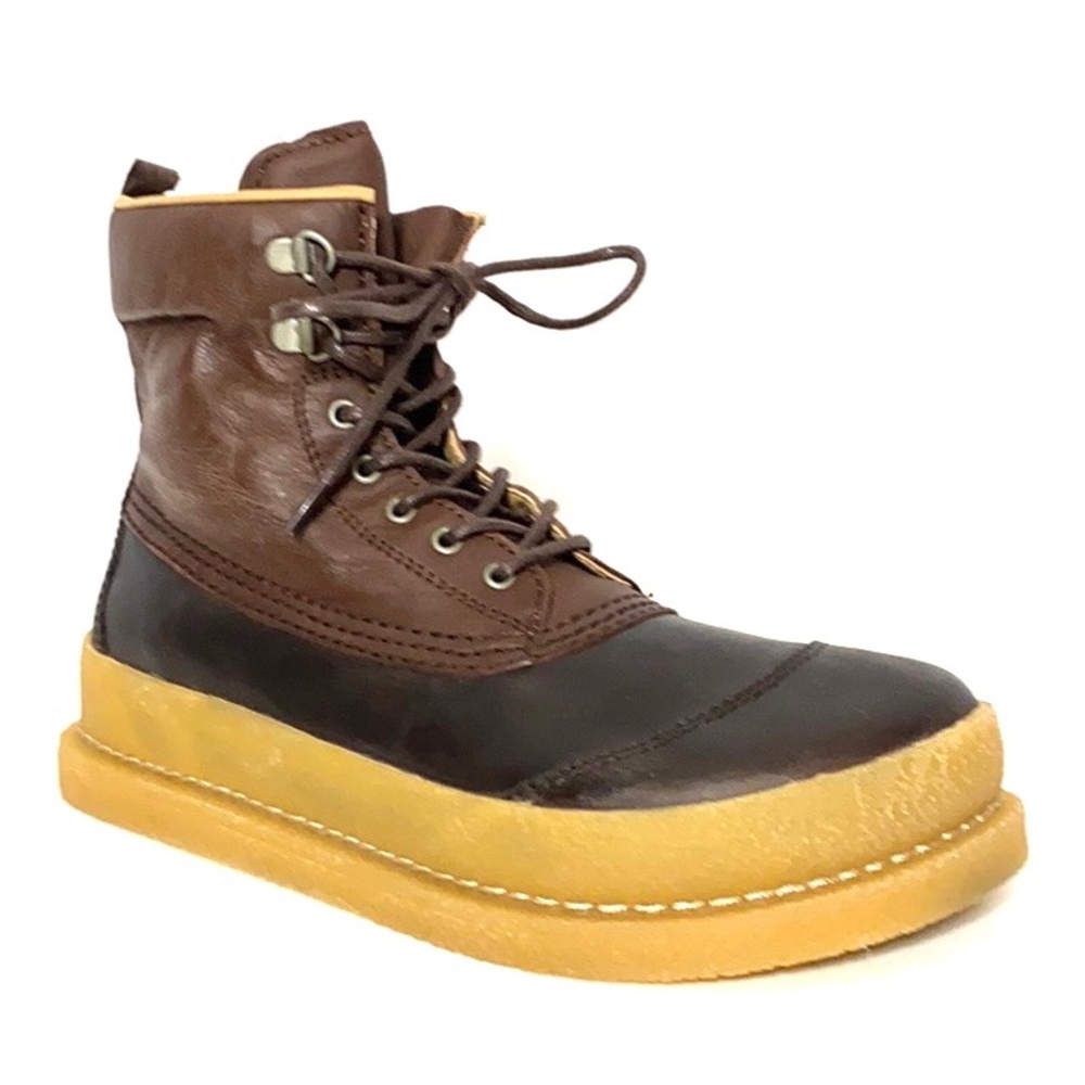 Birkenstock Brown Leather Platform Lace-Up Boots 7